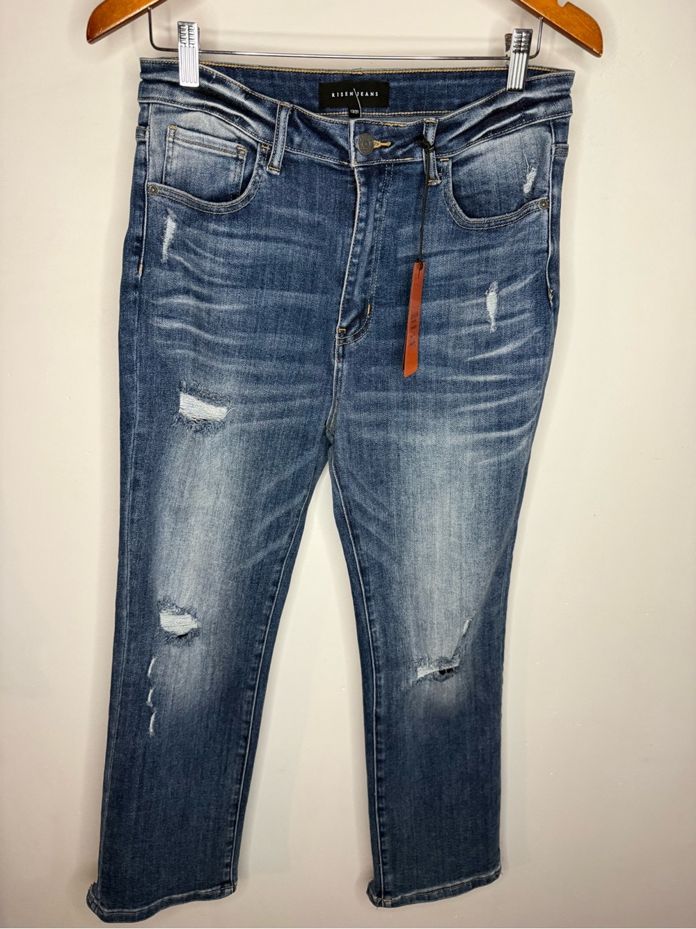 NWT 13/31 Risen Vintage wash distressed straight leg jeans style RDP1268